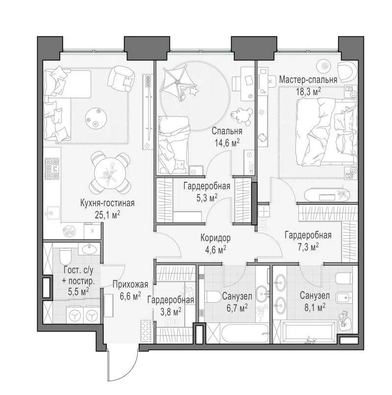 2-комн. 106.7 м²