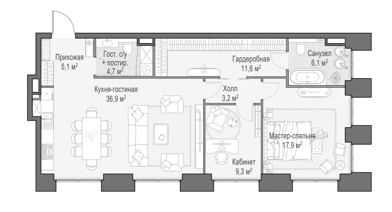 2-комн. 95.5 м²