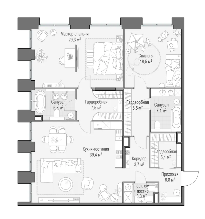 3-комн. 135.1 м²