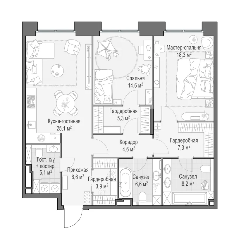 2-комн. 106.3 м²