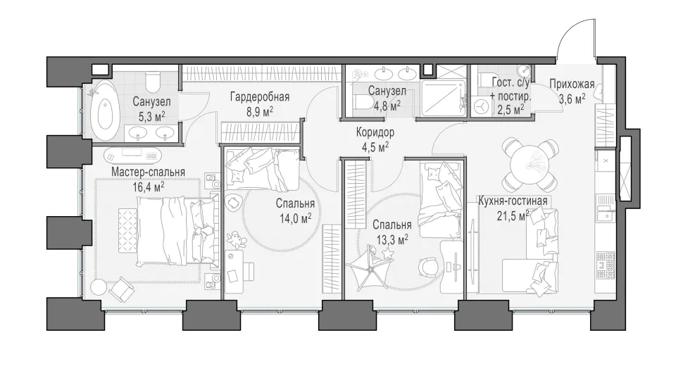 2-комн. 95,8 м²