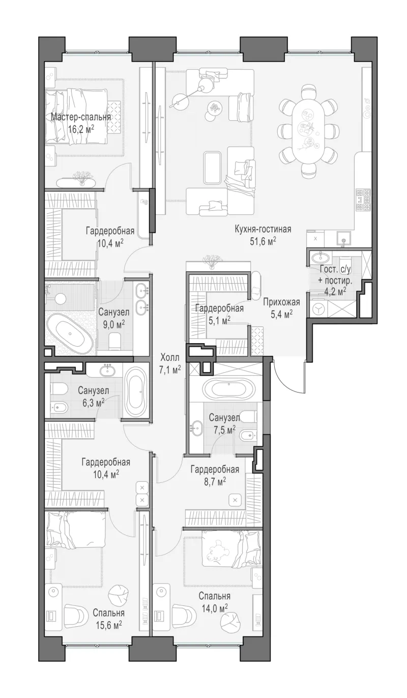 3-комн. 172.3 м²