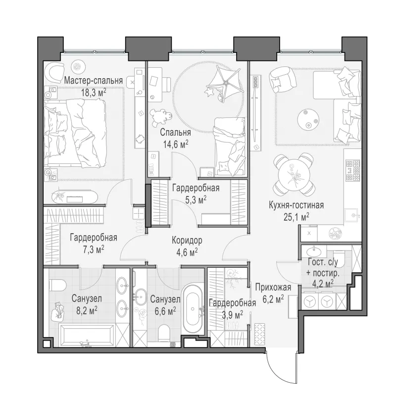 2-комн. 104.8 м²