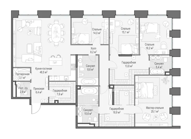 4-комн. 204.9 м²