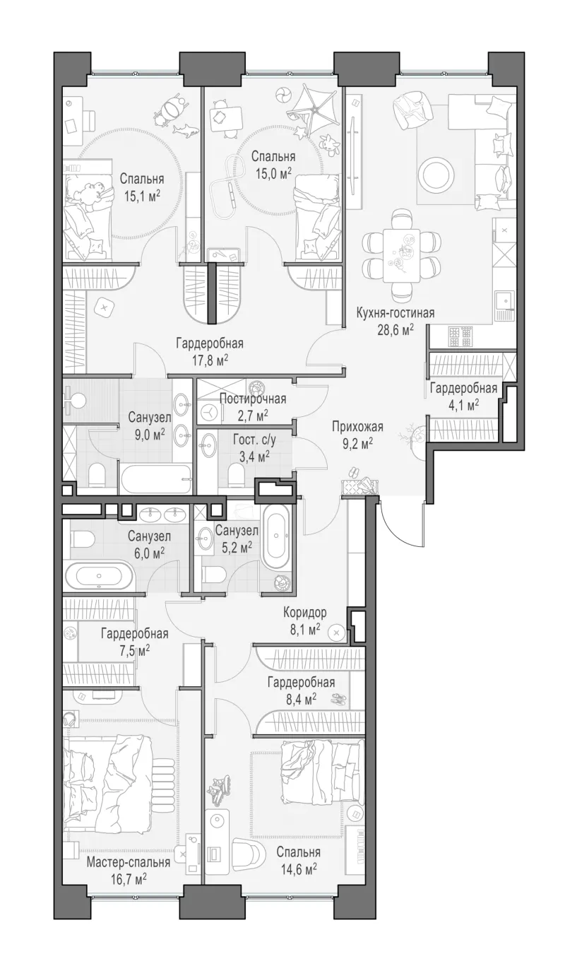 4-комн. 171.7 м²