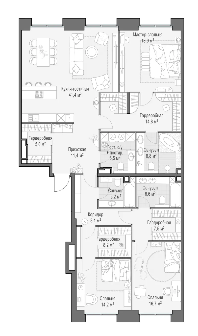 4-комн. 173.3 м²