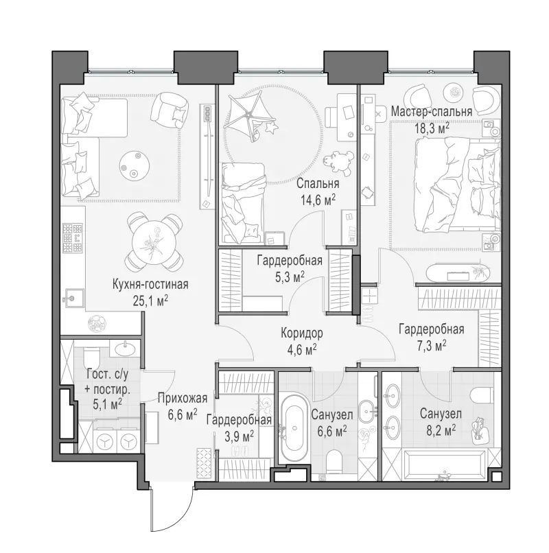2-комн. 106.3 м²