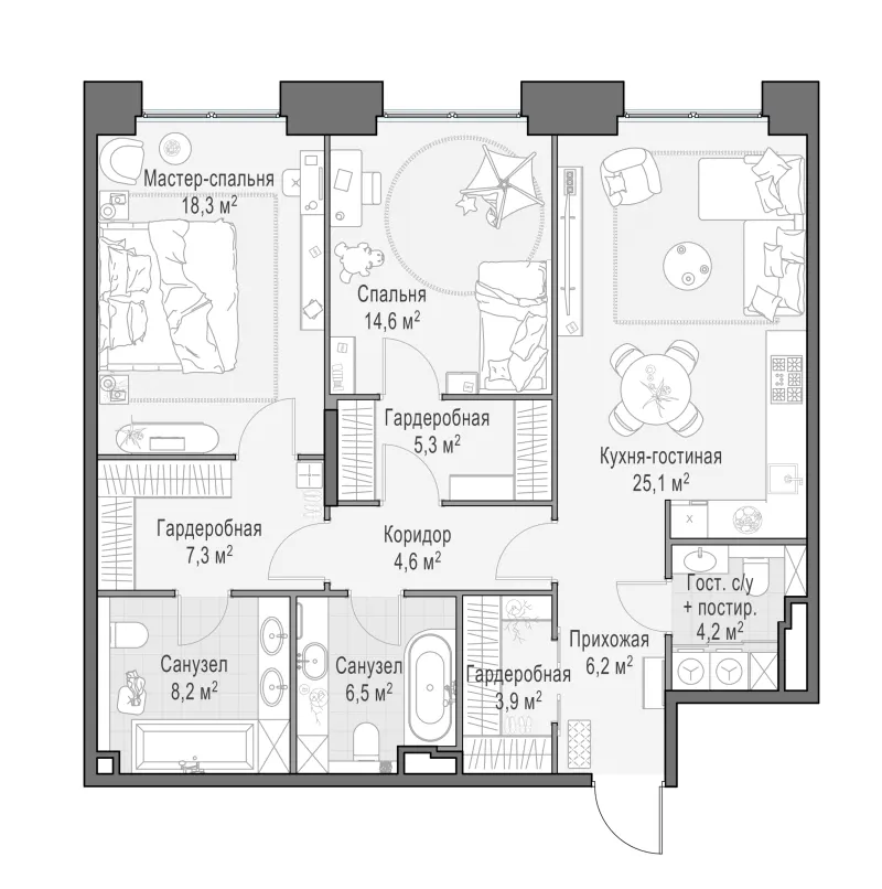 2-комн. 104.9 м²