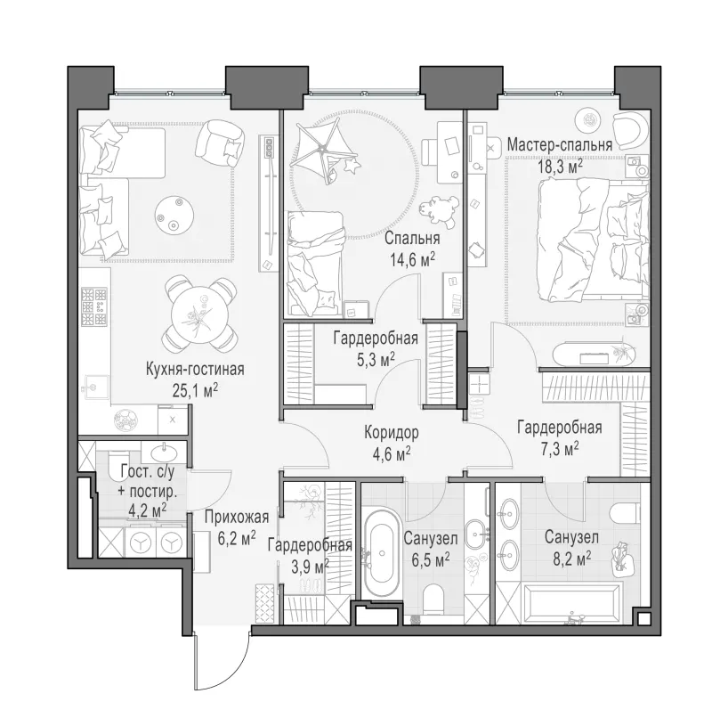 2-комн. 104.7 м²