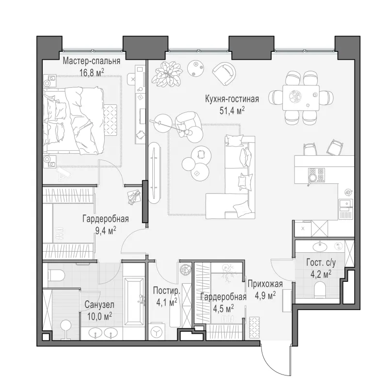 2-комн. 104.7 м²