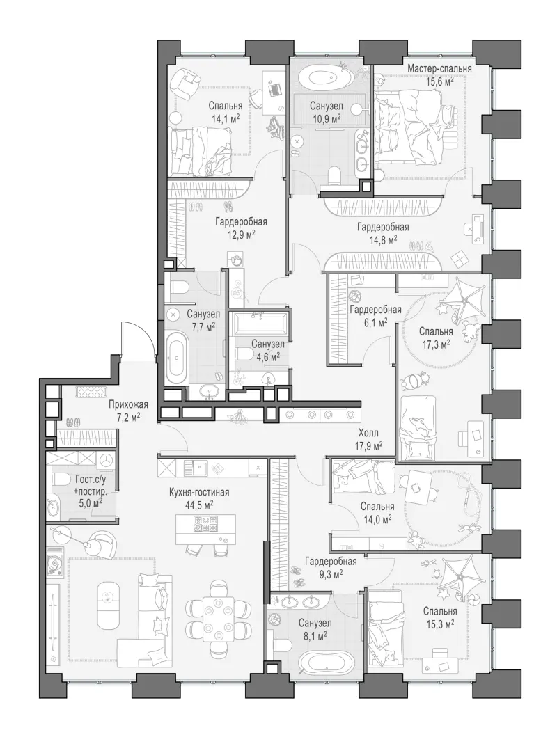5-комн. 225.7 м²
