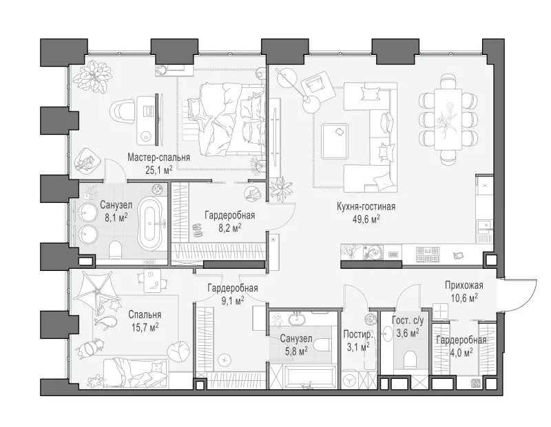 3-комн. 144.4 м²