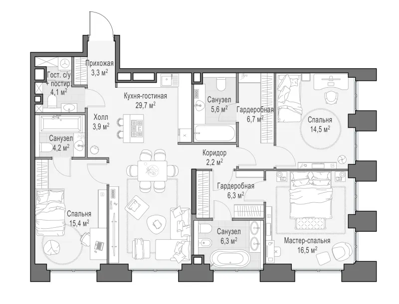 3-комн. 119.7 м²