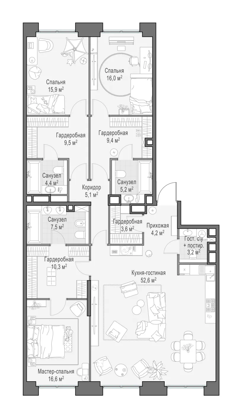 4-комн. 163.4 м²