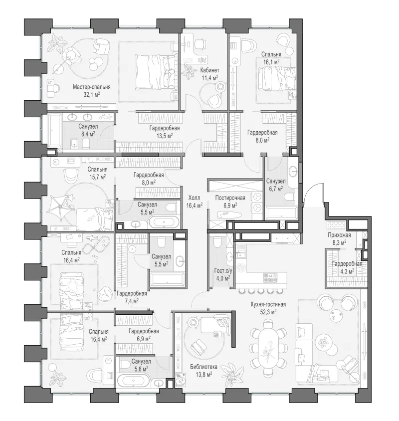 4-комн. 292.2 м²
