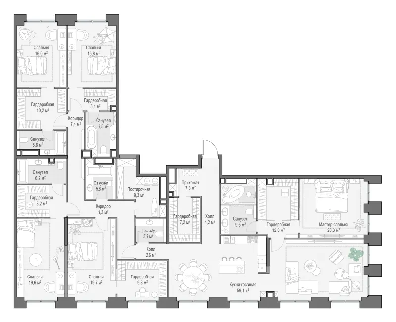 4-комн. 282.1 м²
