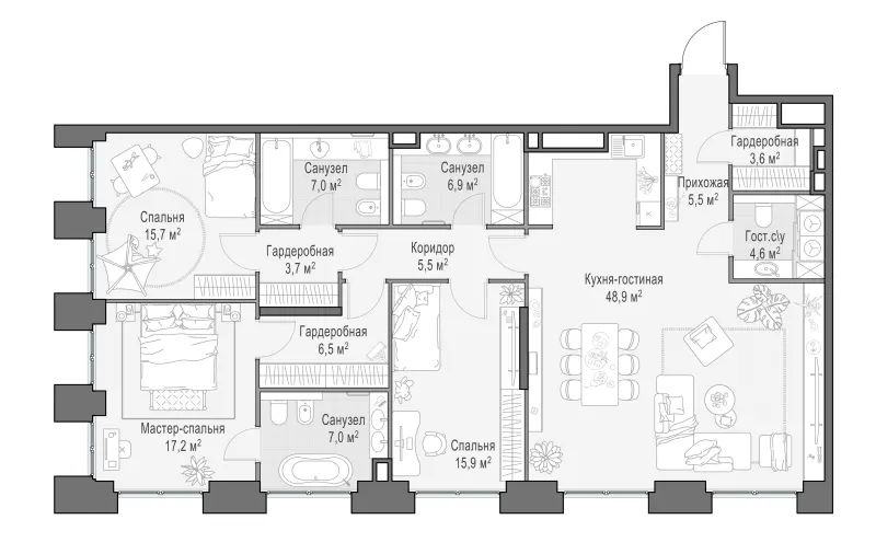 4-комн. 148.5 м²