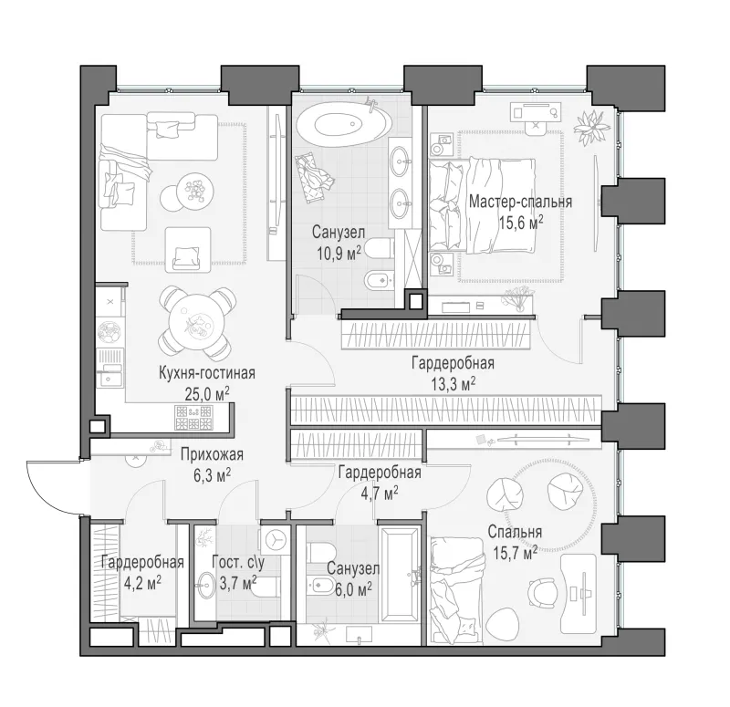2-комн. 106.2 м²