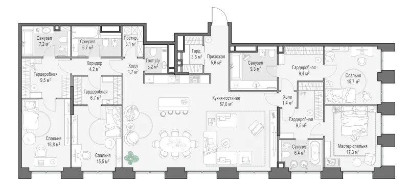 5-комн. 218.5 м²
