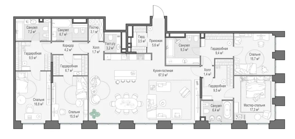 5-комн. 218,4 м²