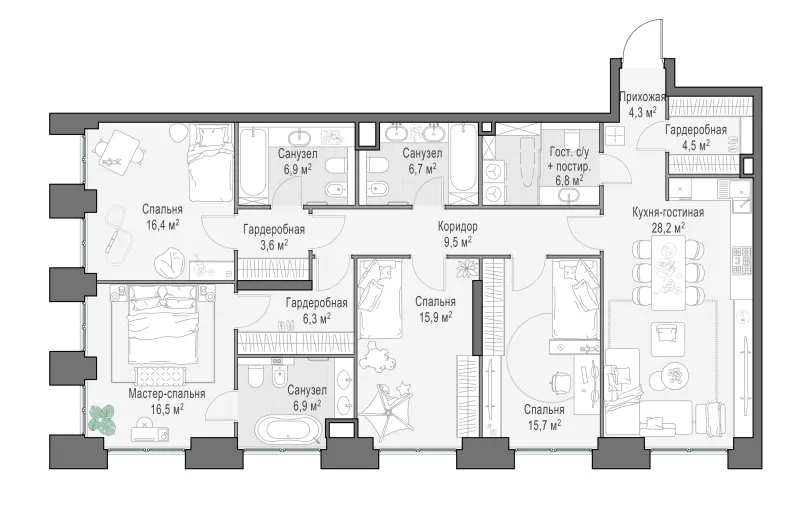4-комн. 148.8 м²