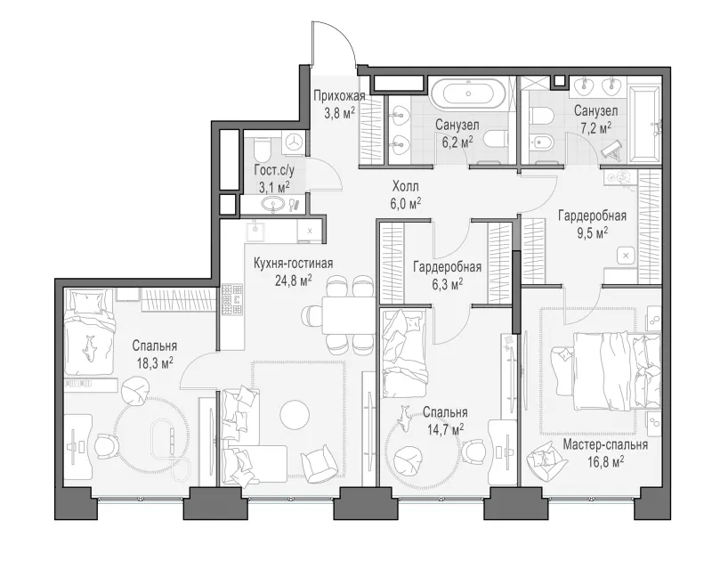 3-комн. 117.7 м²