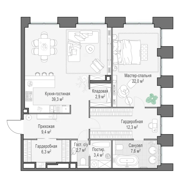 2-комн. 105.9 м²