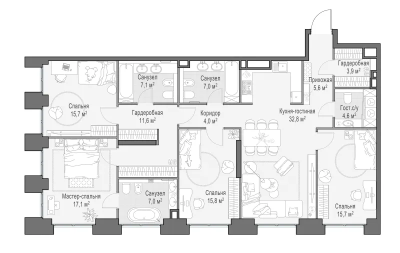 4-комн. 148.9 м²