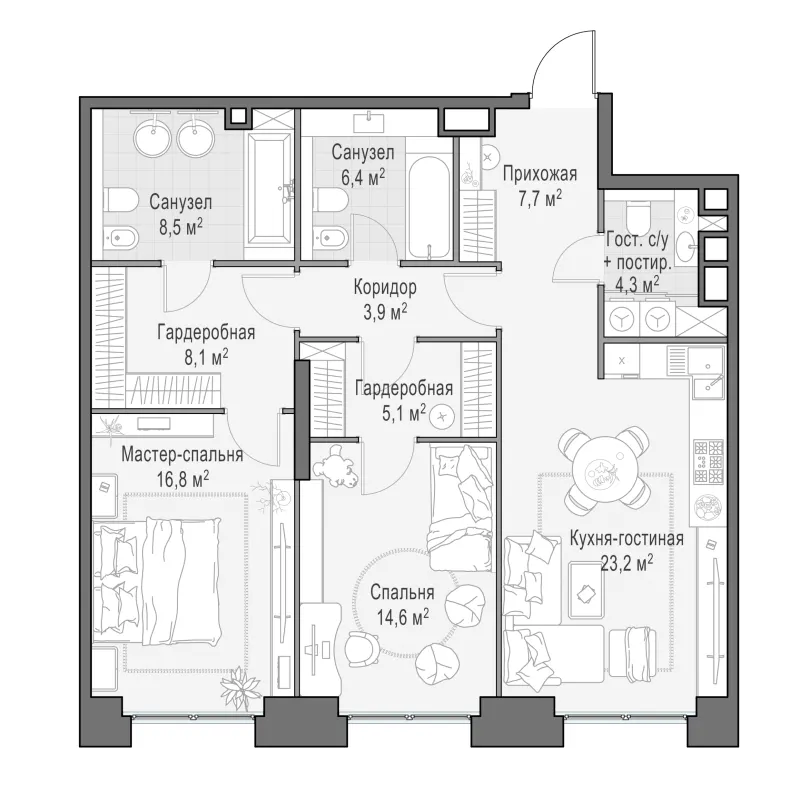 2-комн. 98.9 м²