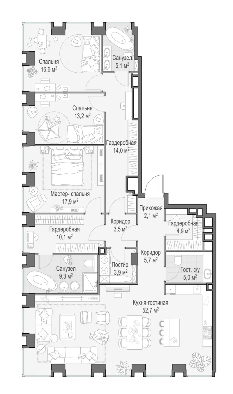 4-комн. 165 м²