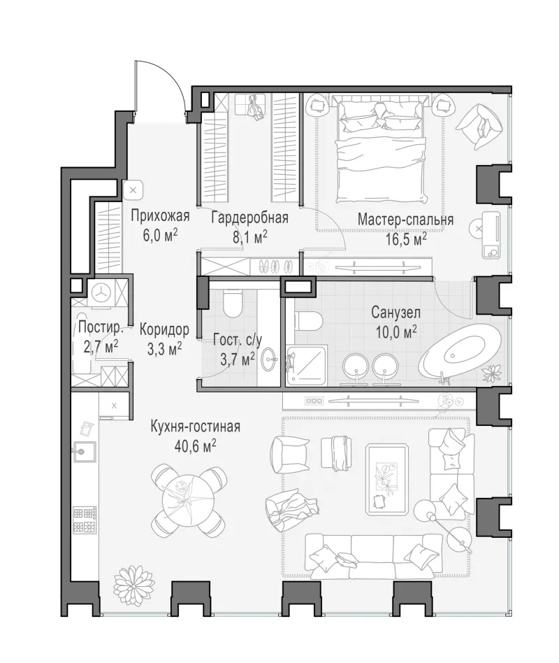 2-комн. 90.9 м²