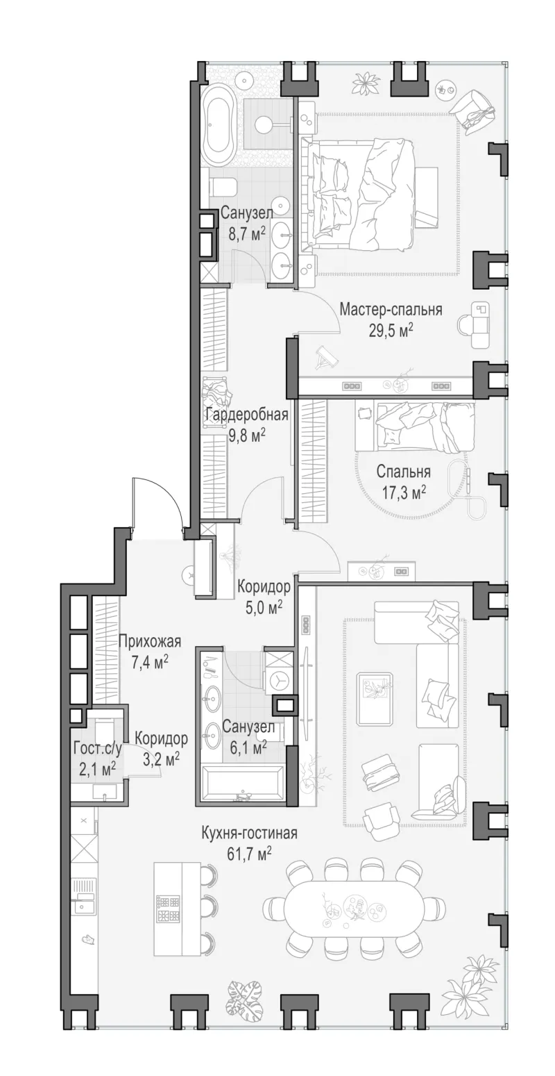3-комн. 149.8 м²