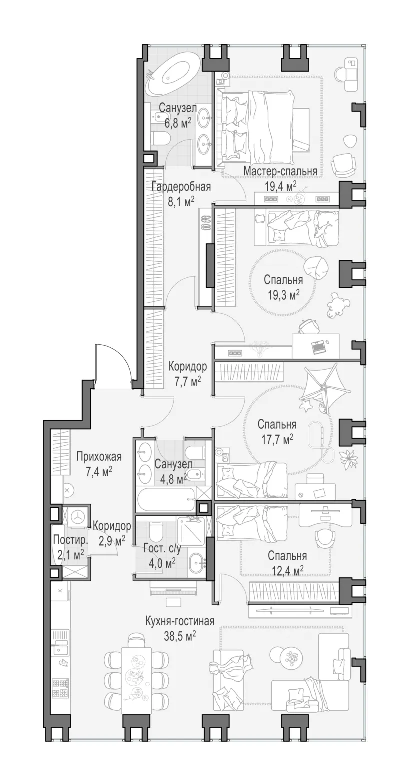 3-комн. 150.9 м²