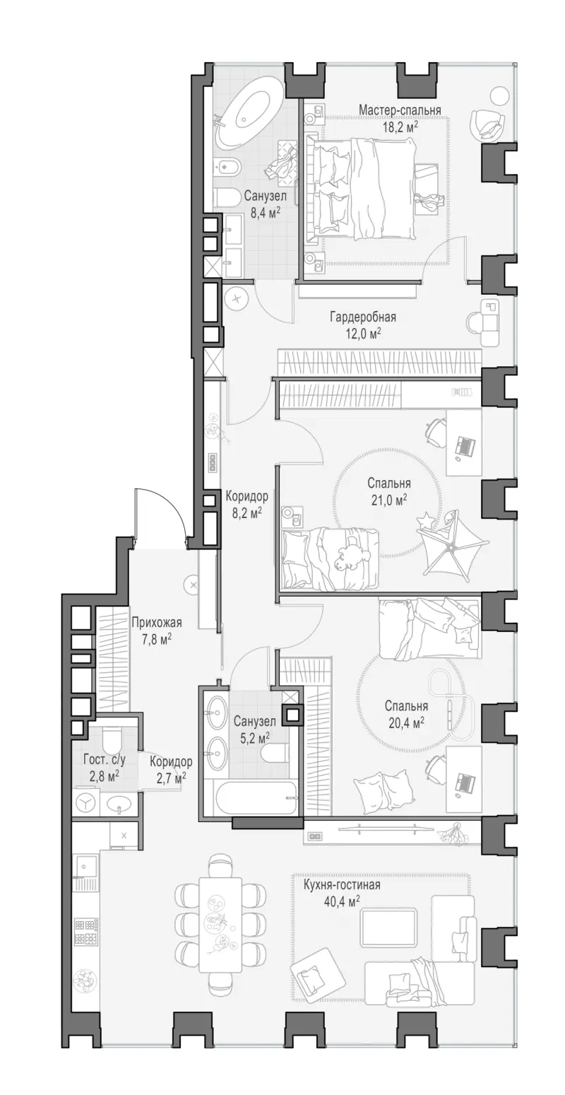 3-комн. 147.4 м²