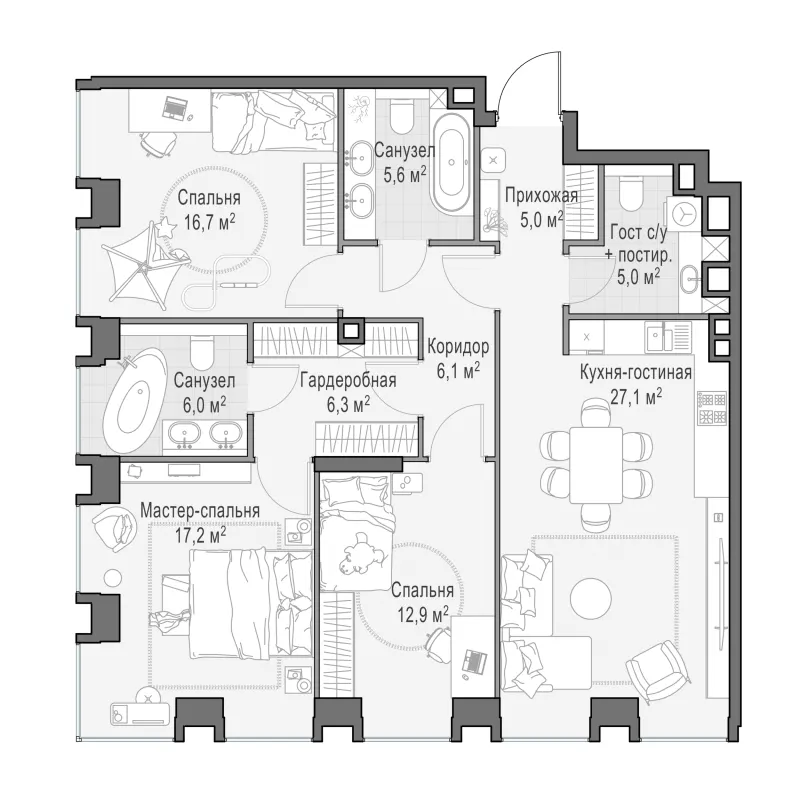 3-комн. 107.8 м²