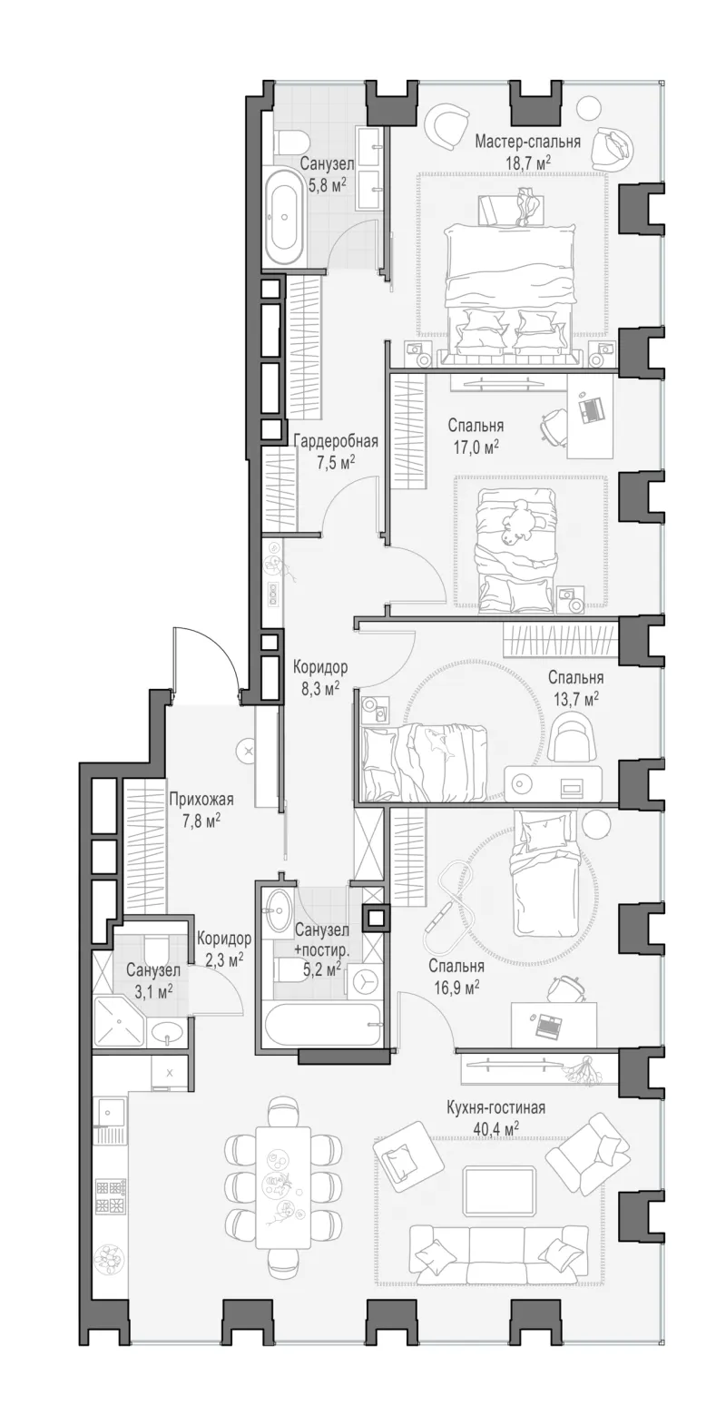 3-комн. 146.7 м²