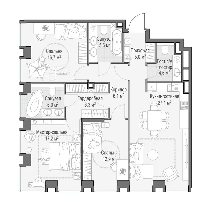 3-комн. 107.5 м²