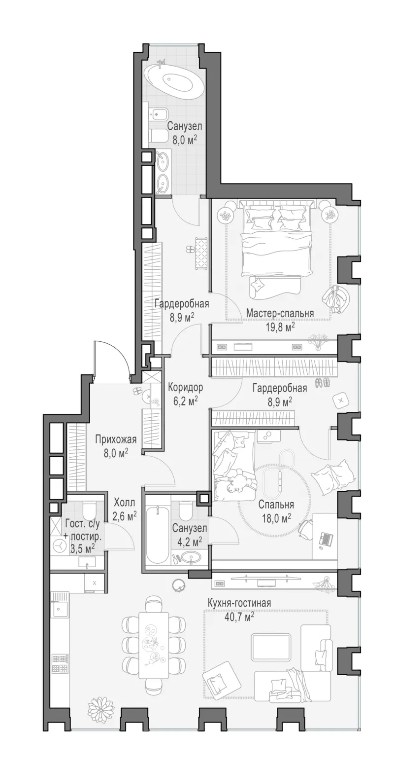 2-комн. 128.9 м²