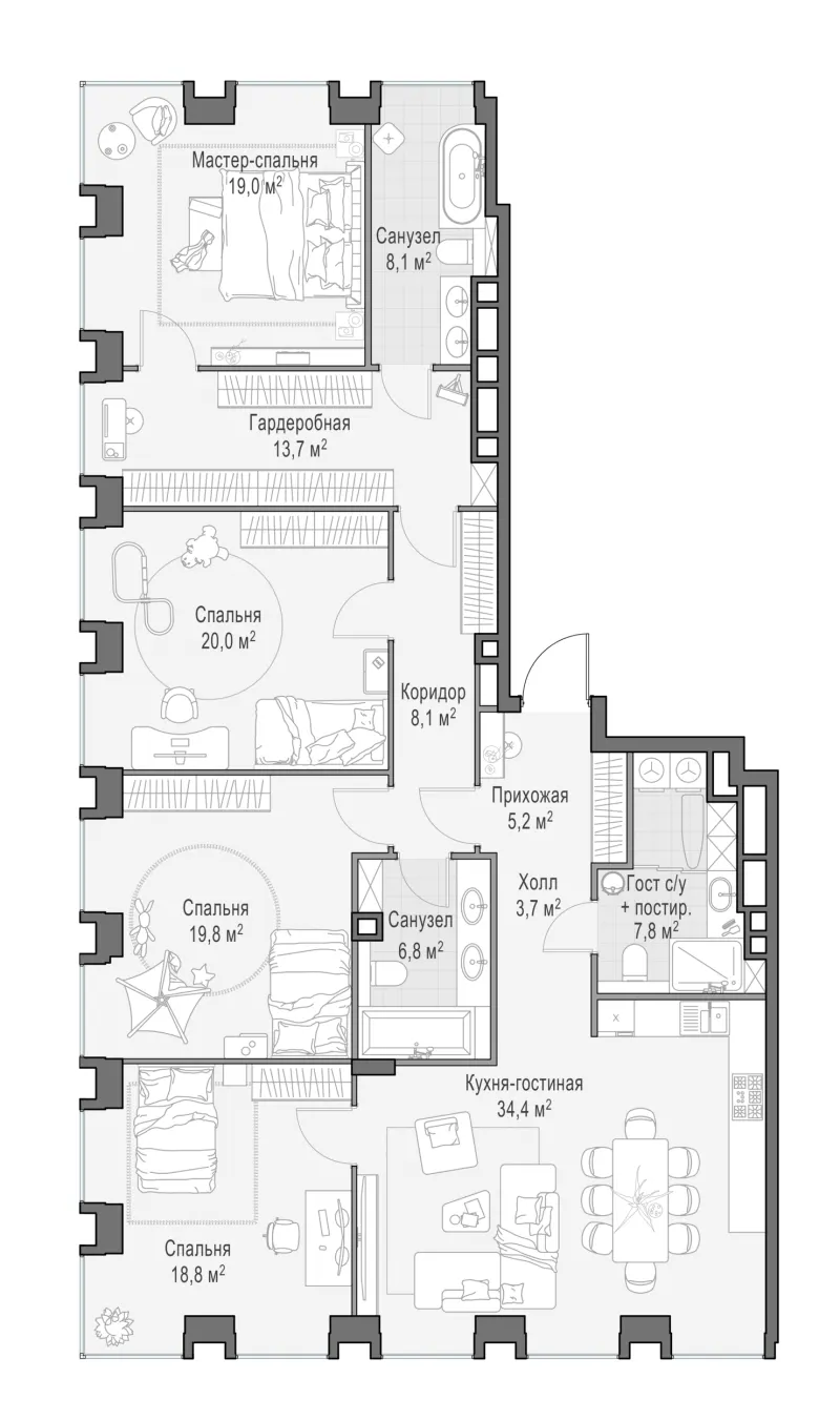 4-комн. 164.9 м²