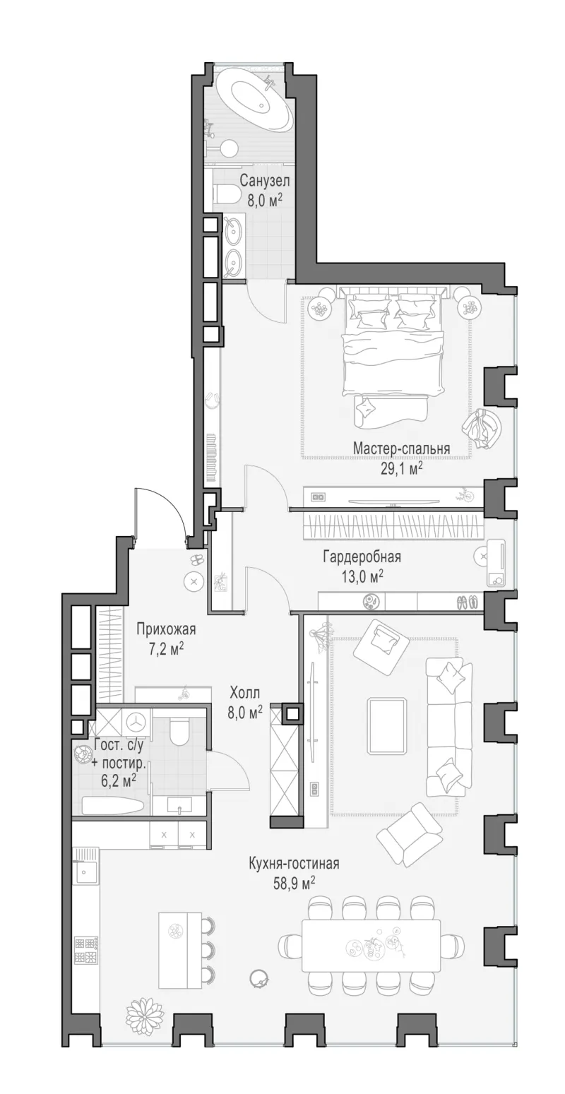 2-комн. 128.3 м²