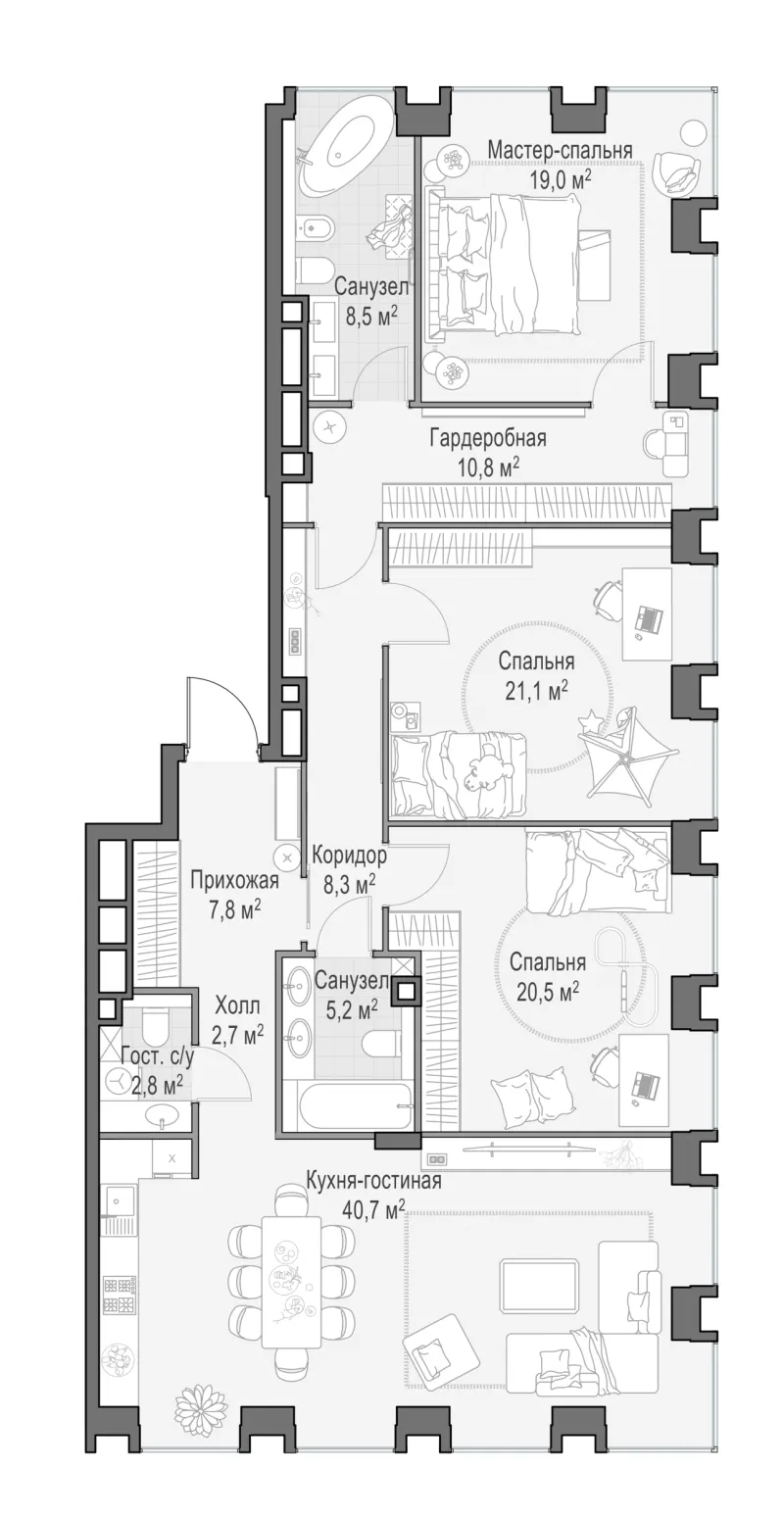3-комн. 147.2 м²