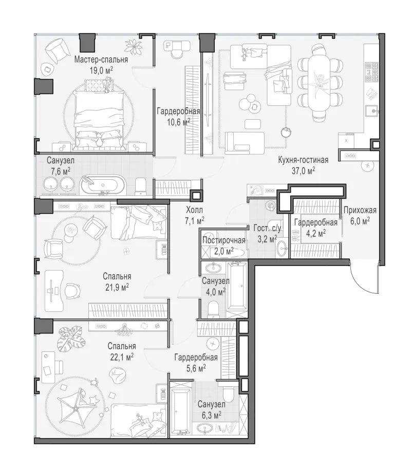 3-комн. 156.1 м²