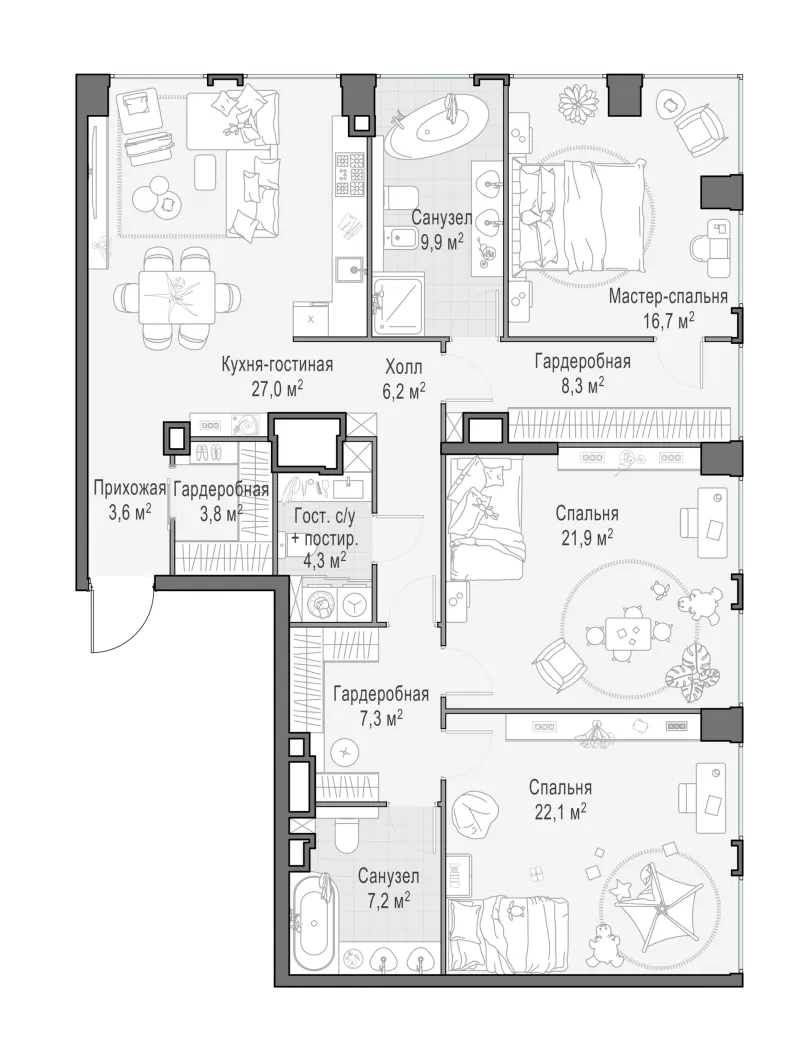 3-комн. 137.5 м²