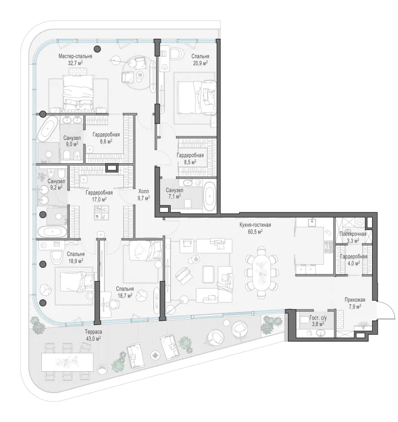 4-комн. 253.7 м²