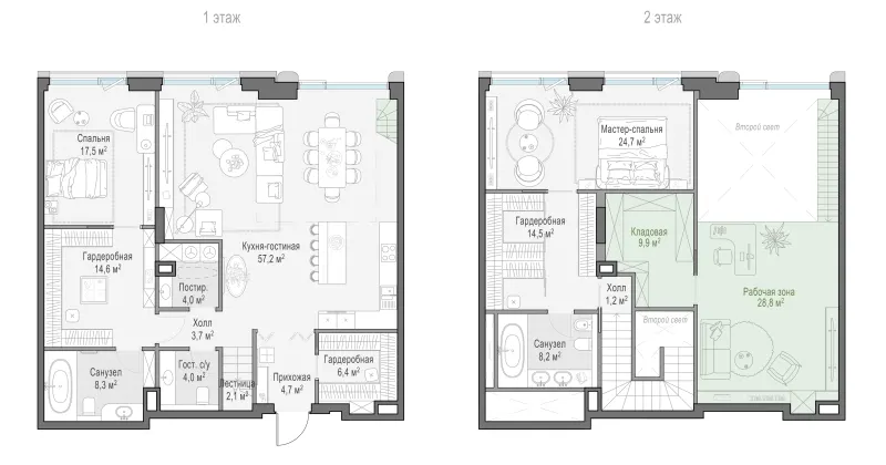 3-комн. 170 м²