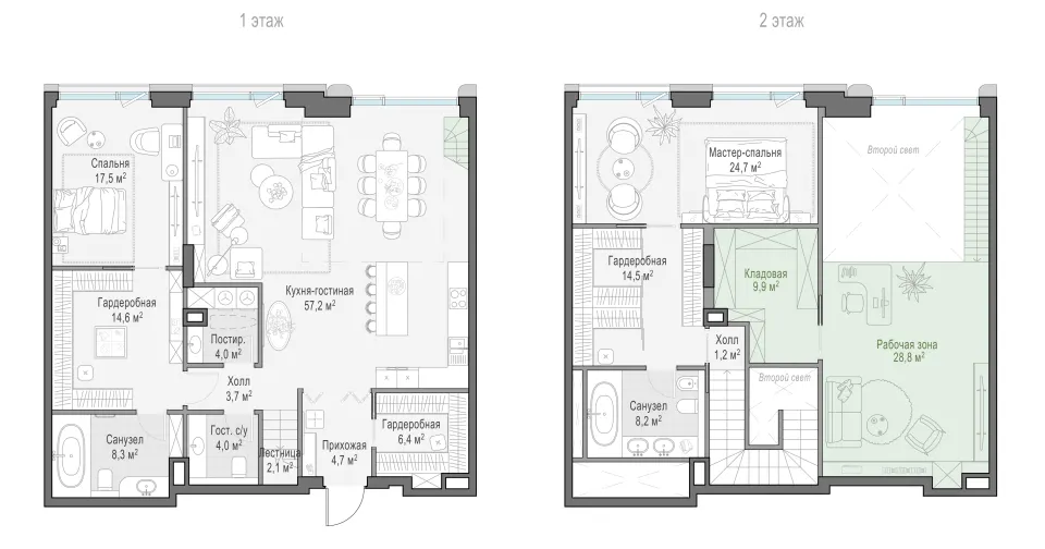 3-комн. 170 м²