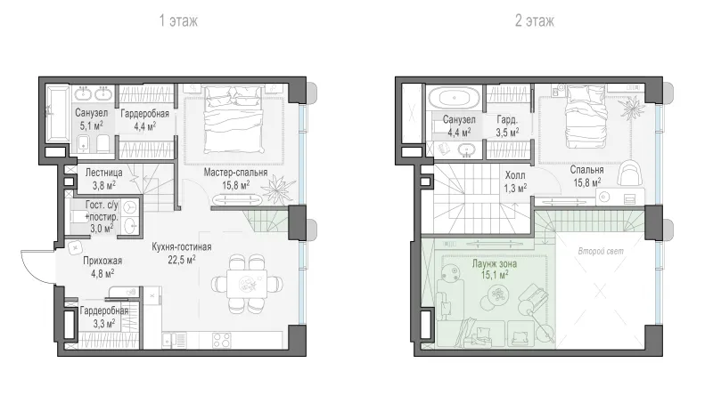 2-комн. 87.6 м²