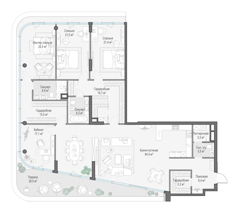 4-комн. 241.6 м²