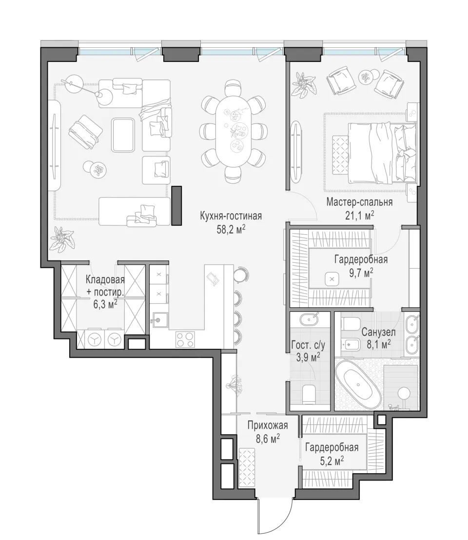2-комн. 120 м²
