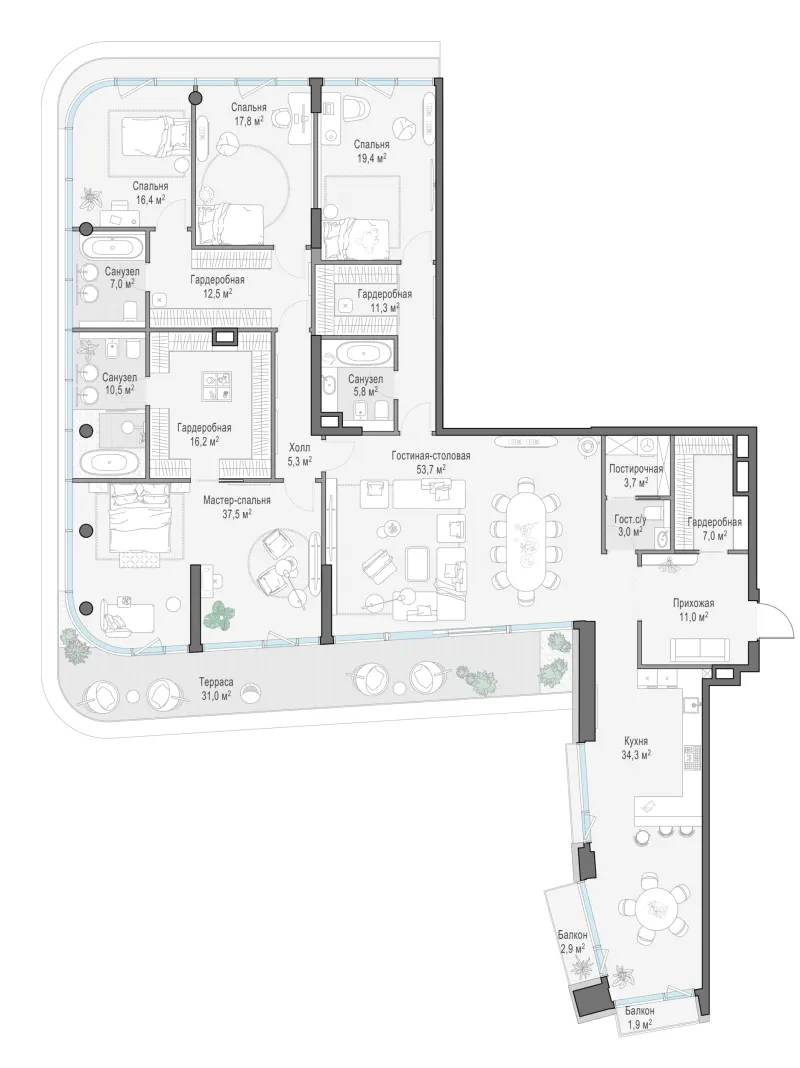 5-комн. 282.9 м²